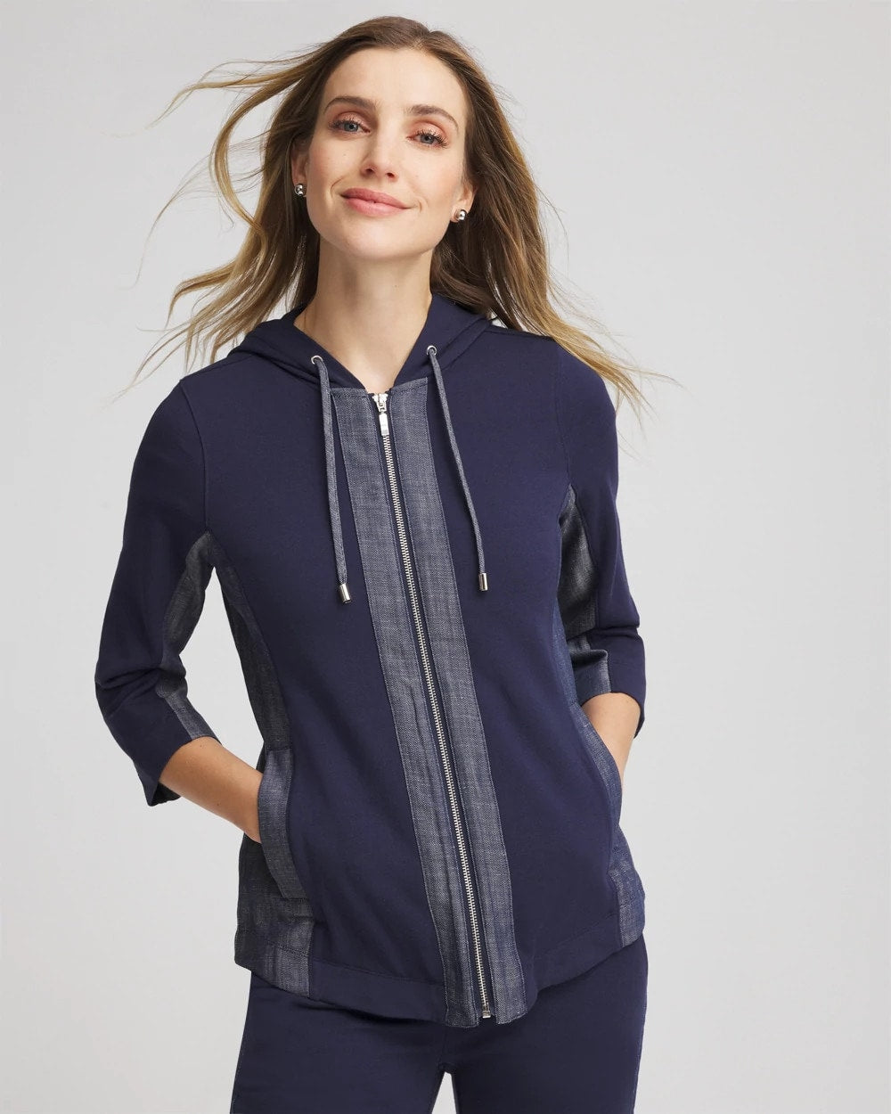 Chico's Clothing Zenergy® French Terry & Chambray Jacket