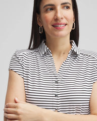 Chico's Clothing Zenergy® UPF Stripe Cap Sleeve Polo