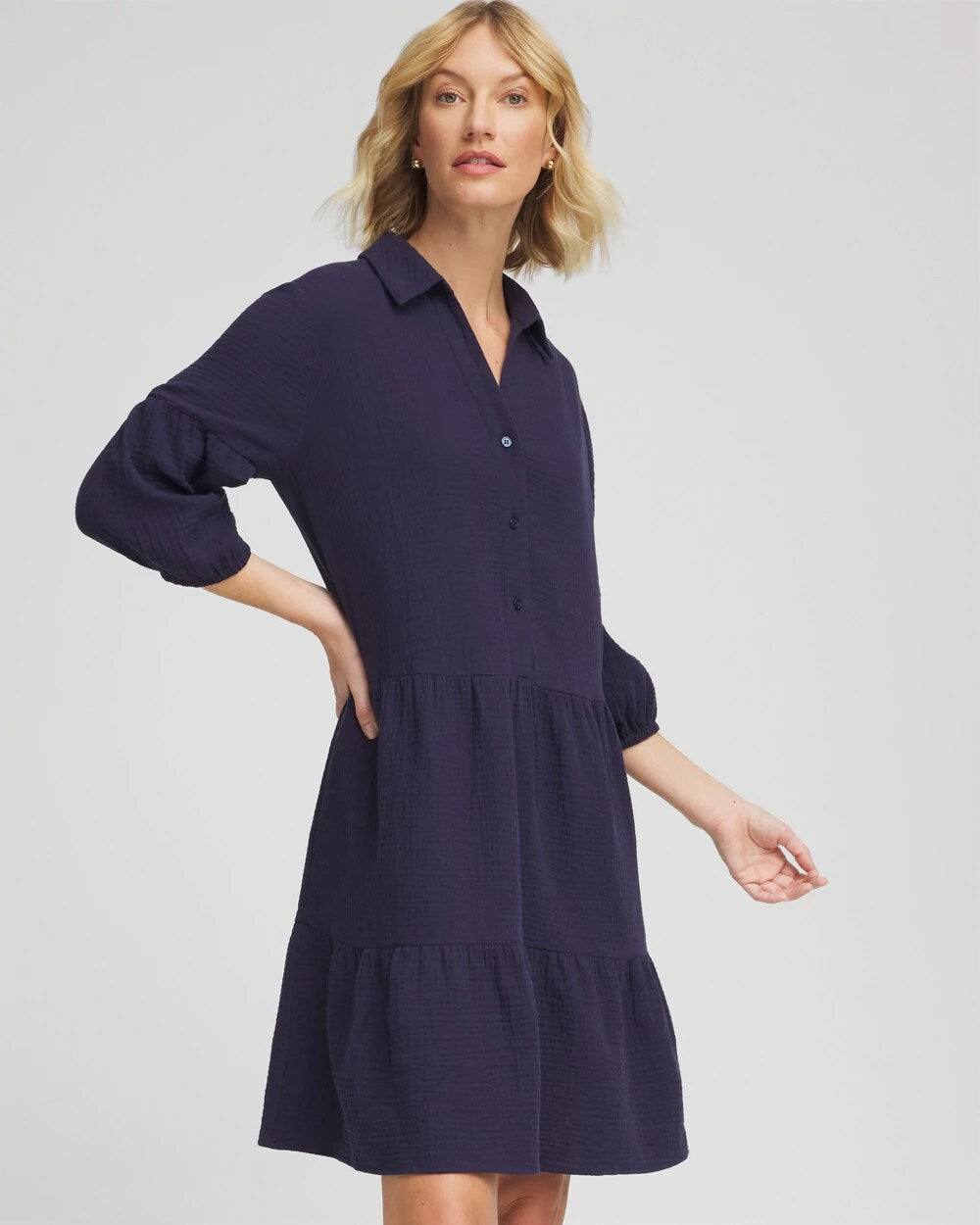 Chico's Clothing Woven Tiered Swim Cover-Up Dress
