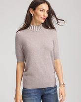 Chico's Clothing Cashmere Pearl Mockneck Sweater