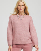 Chico's Clothing Tonal Embroidered Boatneck Pullover Sweater