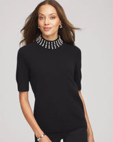Chico's Clothing Cashmere Pearl Mockneck Sweater