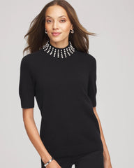 Chico's Clothing Cashmere Pearl Mockneck Sweater