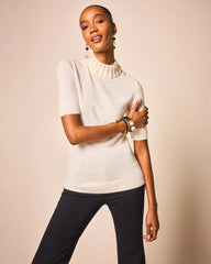 Chico's Clothing Cashmere Pearl Mockneck Sweater
