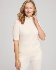 Chico's Clothing Cashmere Pearl Mockneck Sweater