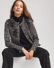Chico's Clothing Embroidered Metallic Tweed Cardigan