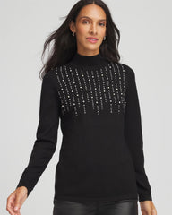 Chico's Clothing Ella Embellished Mockneck Sweater