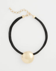 Chico's Jewelry Gold Pendant Cord Necklace