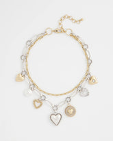 Chico's Jewelry Mixed Metal Heart Charm Necklace