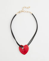 Chico's Jewelry Red Enamel Heart Pendant Necklace