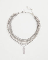 Chico's Jewelry Silver Tone Pave Multistrand Necklace