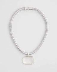 Chico's Jewelry Silvertone Gem Pendant Cord Necklace