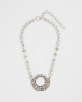 Chico's Jewelry Sparkling Silvertone Circle Pendant Necklace