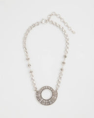 Chico's Jewelry Sparkling Silvertone Circle Pendant Necklace