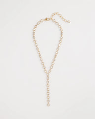 Chico's Jewelry Bezel Set Goldtone Y-Necklace