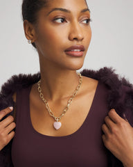 Chico's Jewelry Genuine Quartz Heart Pendant Necklace