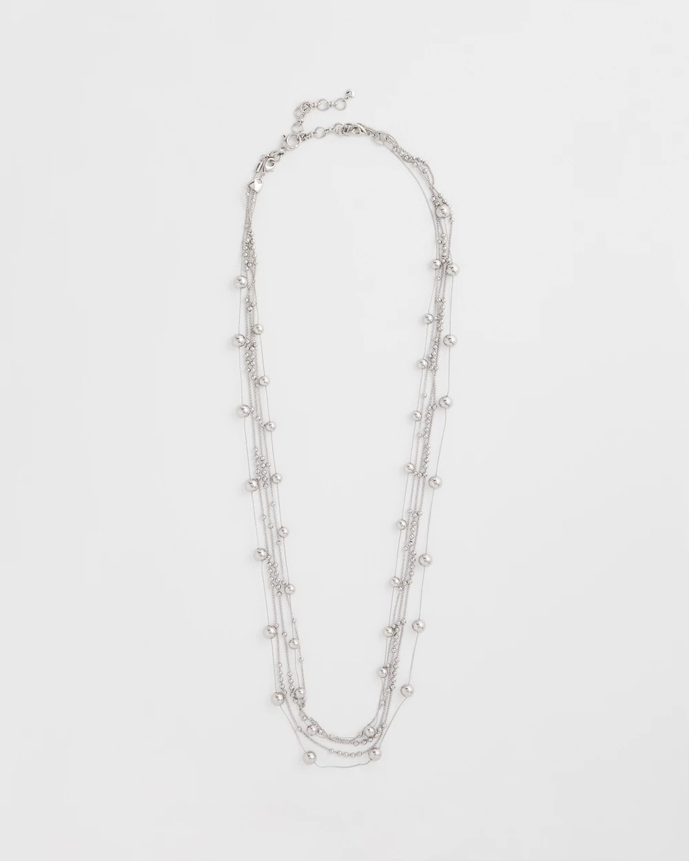 Chico's Jewelry Multistrand Beaded Silvertone Necklace