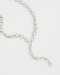 Chico's Jewelry Bezel Set Silvertone Y-Necklace