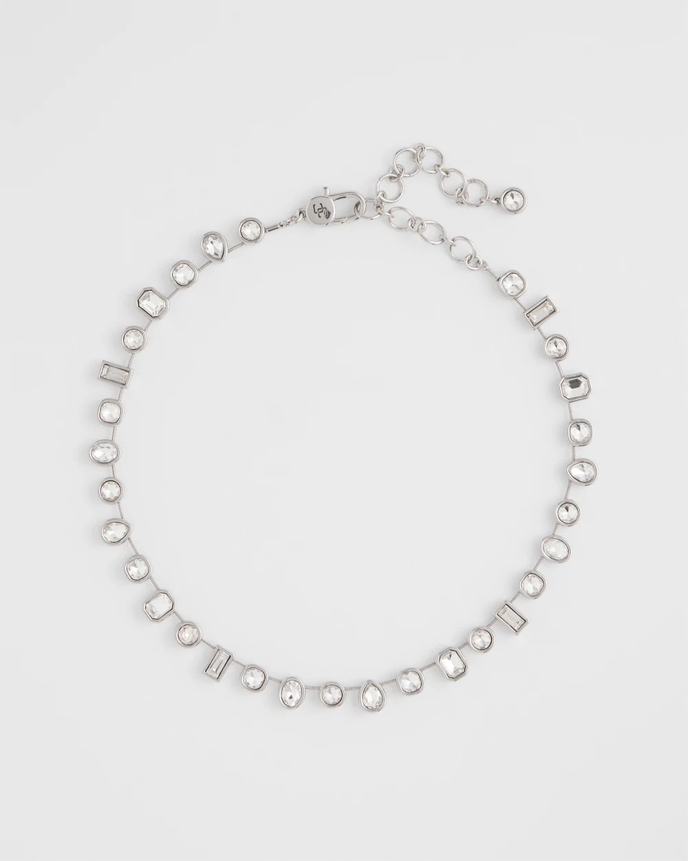 Chico's Jewelry Bezel Set Short Silvertone Necklace