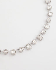 Chico's Jewelry Bezel Set Short Silvertone Necklace