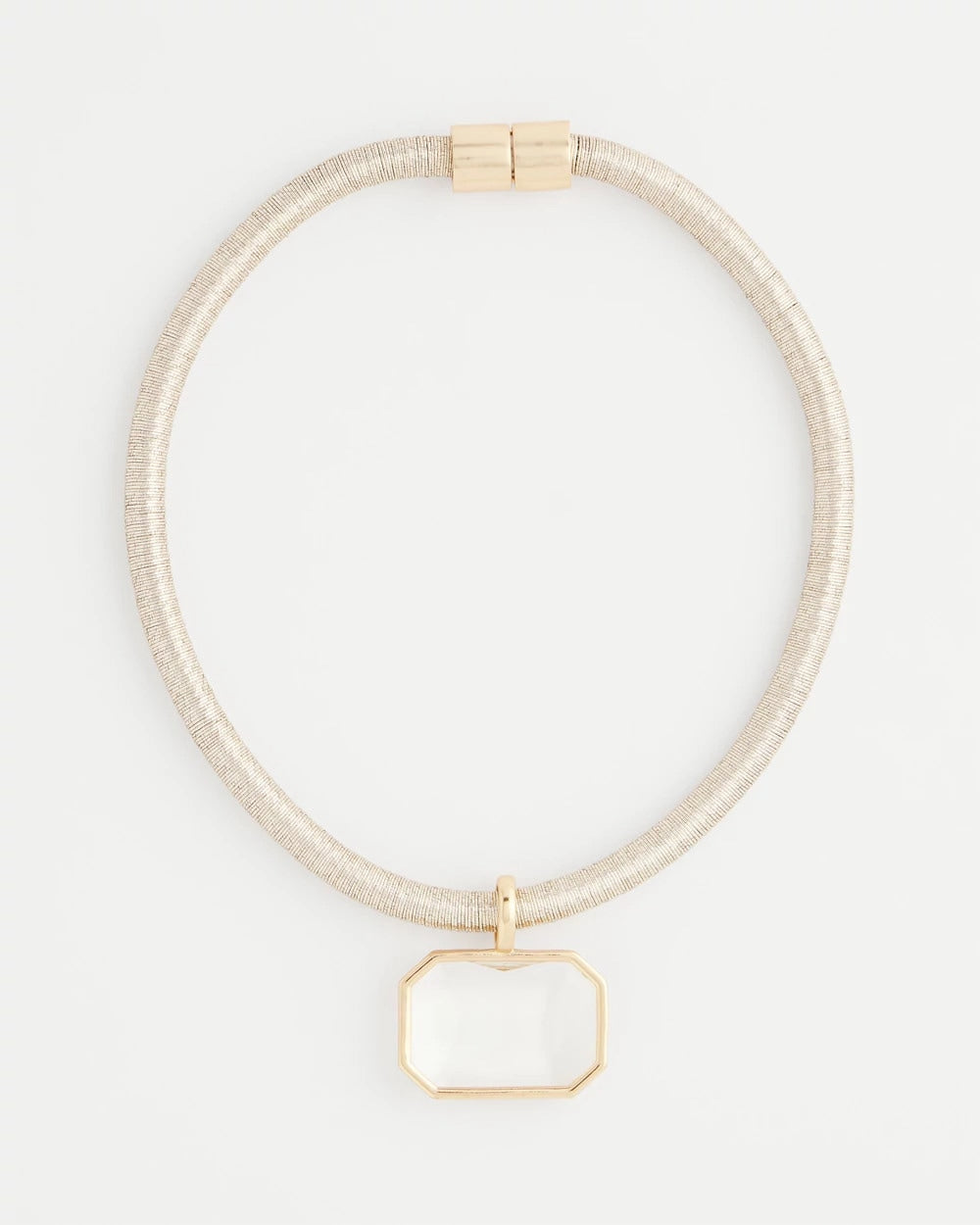 Chico's Jewelry Goldtone Glass Gem Pendant Cord Necklace