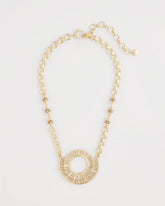 Chico's Jewelry Sparkling Goldtone Circle Pendant Necklace