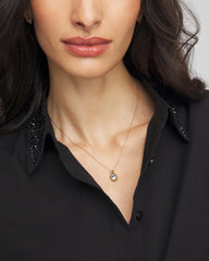Chico's Jewelry Bezel Set Pendant Goldtone Necklace