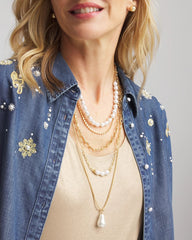 Chico's Jewelry Convertible Pearl Multistrand Necklace