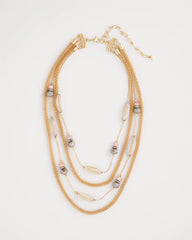 Chico's Jewelry Multistrand Gold & Pink Tone Necklace