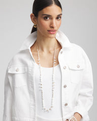 Chico's Jewelry White Beaded Single Strand Necklace