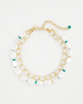 Chico's Jewelry Pearlescent Goldtone Collar Necklace