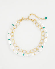 Chico's Jewelry Pearlescent Goldtone Collar Necklace