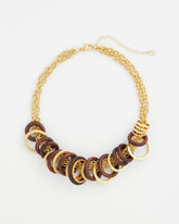 Chico's Jewelry Wood & Gold Short Necklace