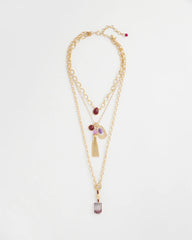 Chico's Jewelry Convertible Three-Strand Stone Pendant Necklace