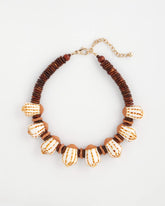 Chico's Jewelry Shell & Wood Bib Necklace