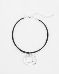 Chico's Jewelry Silver Tone Rings Pendant Necklace