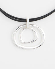 Chico's Jewelry Silver Tone Rings Pendant Necklace