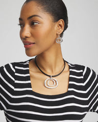 Chico's Jewelry Silver Tone Rings Pendant Necklace