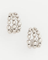 Chico's Jewelry Silver Beaded Mini Hoop Earrings