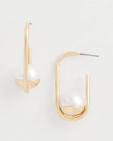 Chico's Jewelry Pearl Gold Hoop Earrings