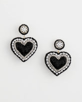 Chico's Jewelry Black Beaded Heart Drop Earrings