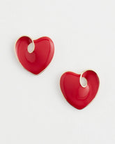 Chico's Jewelry Red Enamel Heart Stud Earrings