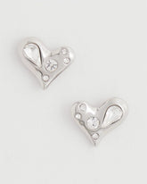 Chico's Jewelry Mini Bejeweled Heart Stud Earrings