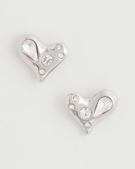 Chico's Jewelry Mini Bejeweled Heart Stud Earrings