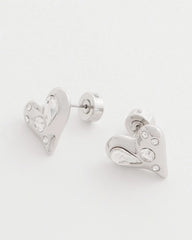 Chico's Jewelry Mini Bejeweled Heart Stud Earrings