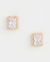 Chico's Jewelry Gold Emerald Cut Stud Earrings