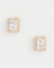 Chico's Jewelry Gold Emerald Cut Stud Earrings