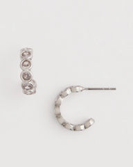 Chico's Jewelry Silvertone Crystal Mini Hoop Earrings