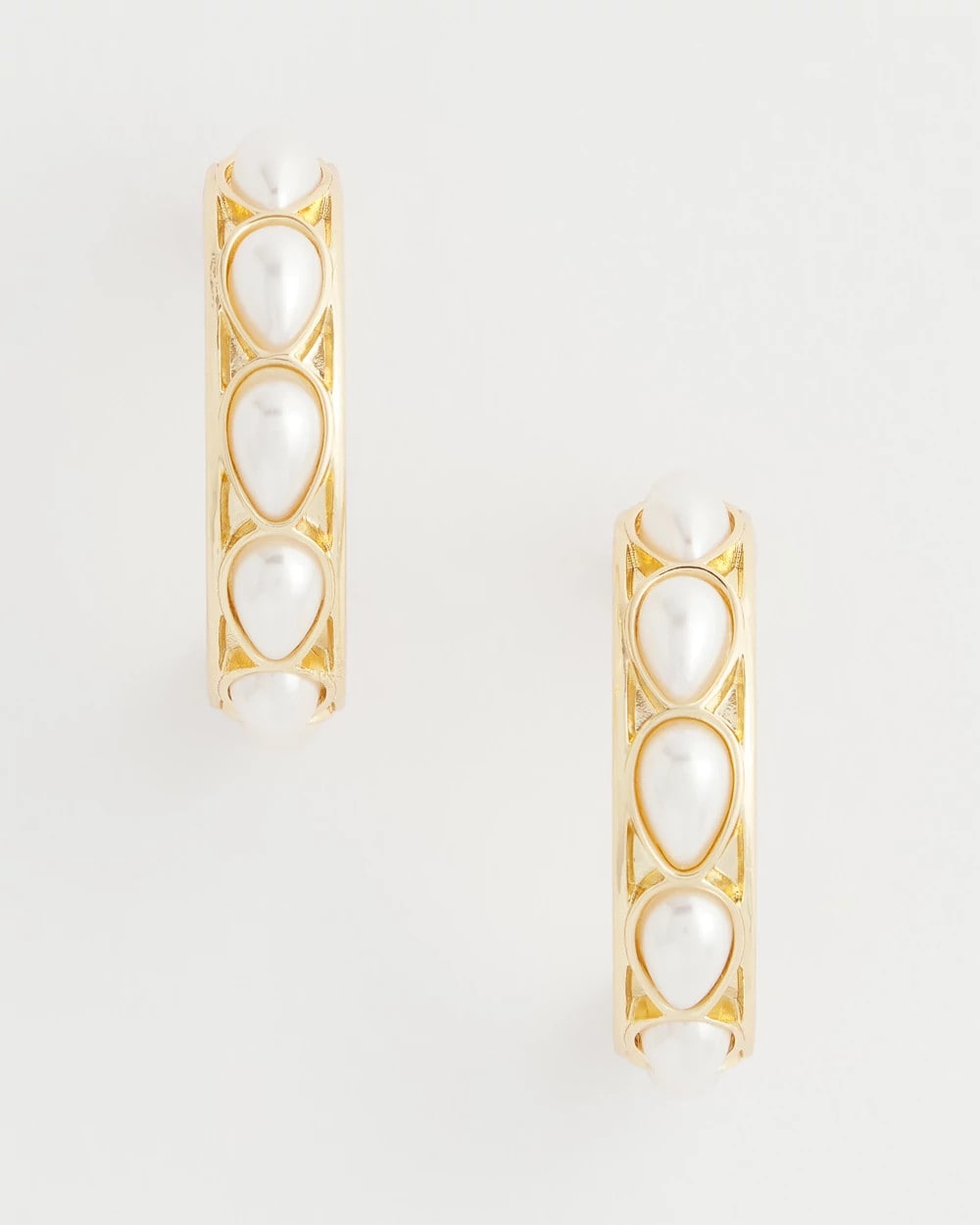 Chico's Jewelry No Droop® Faux Pearl Hoop Earrings