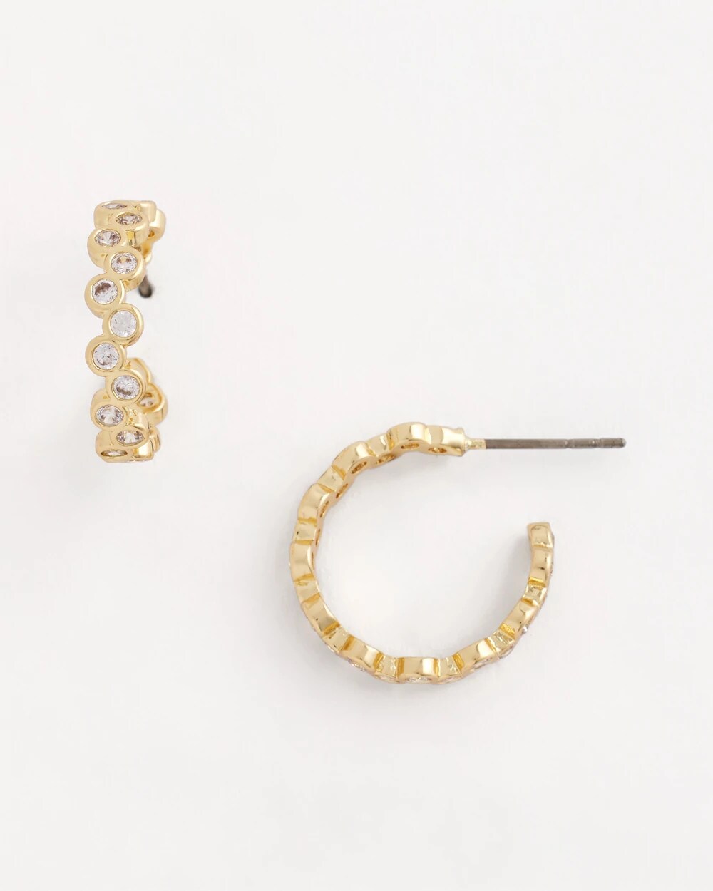 Chico's Jewelry Goldtone Cubic Zirconia Hoop Earrings